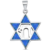 Star of David Pendant Jewish Star Lab Created Opal 925 Sterling Silver