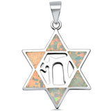 Star of David Pendant Jewish Star Lab Created Opal 925 Sterling Silver