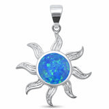 Sun Pendant Charm Lab Created Opal 925 Sterling Silver