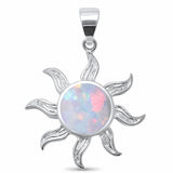 Sun Pendant Charm Lab Created Opal 925 Sterling Silver