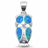 Owl Pendant Created Opal 925 Sterling Silver Choose Color