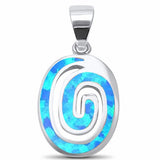 Oval Swirl Pendant Spiral Lab Created Opal 925 Sterling Silver Choose Color