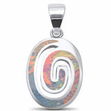 Oval Swirl Pendant Spiral Lab Created Opal 925 Sterling Silver Choose Color