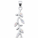 Olive Tree Brach Pendant Created Opal 925 Sterling Silver Choose Color