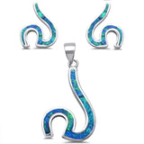 Ocean Beach Wave Jewelry Set Lab Created Opal 925 Sterling Silver