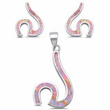 Ocean Beach Wave Jewelry Set Lab Created Opal 925 Sterling Silver