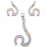 Ocean Beach Wave Jewelry Set Lab Created Opal 925 Sterling Silver