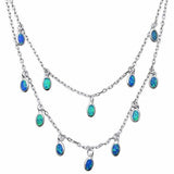 Dangling Waterfall Necklace Lab Created Opal 925 Sterling Silver