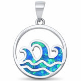 Triple Mini Wave Pendant Lab Created Opal 925 Sterling Silver