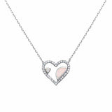 Heart Necklace Lab Created Opal Simulated Round Cubic Zirconia 925 Sterling Silver