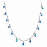 Fashion Waterfall Necklace Dangling Created Opal 925 Sterling Silver
