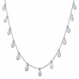 Fashion Waterfall Necklace Dangling Created Opal 925 Sterling Silver
