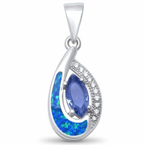 Marquise Simulated Tanzanite Lab Created Opal 925 Sterling Silver