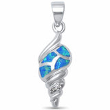 Twisted Shell Pendant Lab Created Opal 925 Sterling Silver