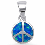 Round Peace Pendant Created Opal 925 Sterling Silver Choose Color