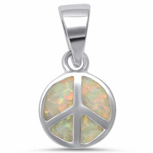 Round Peace Pendant Created Opal 925 Sterling Silver Choose Color
