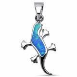 Lizard Pendant 925 Sterling Silver Lab Created Opal Choose Color