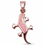 Lizard Pendant 925 Sterling Silver Lab Created Opal Choose Color