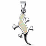 Lizard Pendant 925 Sterling Silver Lab Created Opal Choose Color