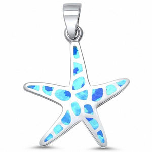 Starfish Pendant Created Opal 925 Sterling Silver Choose Color Nautical Jewelry