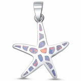 Starfish Pendant Created Opal 925 Sterling Silver Choose Color Nautical Jewelry