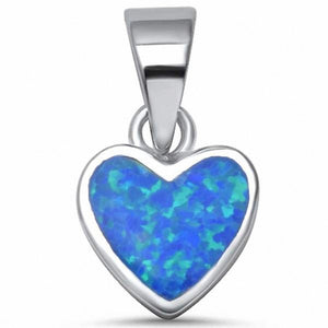 Solitaire Bezel Heart Pendant Created Opal 925 Sterling Silver Choose Color