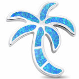 Palm Tree Pendant Lab Created Opal 925 Sterling Silver