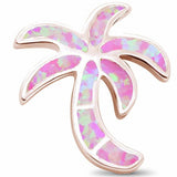 Palm Tree Pendant Lab Created Opal 925 Sterling Silver