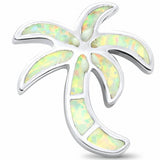 Palm Tree Pendant Lab Created Opal 925 Sterling Silver