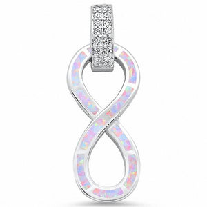 Infinity Pendant Lab Created Blue Opal Round Simulated Cubic Zirconia Accent 925 Sterling Silver