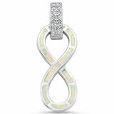 Infinity Pendant Lab Created Opal Round Cubic Zirconia Accent 925 Sterling Silver