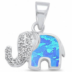 Elephant Pendant Round Cubic Zirconia 925 Sterling Silver Choose Color