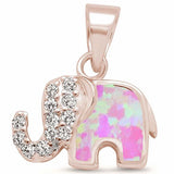 Elephant Pendant Round Cubic Zirconia 925 Sterling Silver Choose Color