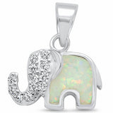 Elephant Pendant Round Cubic Zirconia 925 Sterling Silver Choose Color