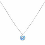 Spiral Necklace Pendant Lab Created Opal 925 Sterling Silver Swirl