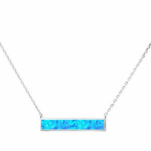 Bar Pendant 17" Necklace Created Opal 925 Sterling Silver