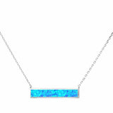 Bar Pendant 17" Necklace Created Opal 925 Sterling Silver