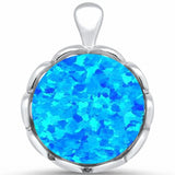 Charm Round Fashion Pendant Lab Created Opal Solid 925 Sterling Silver