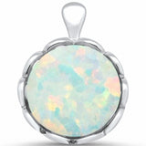 Charm Round Fashion Pendant Lab Created Opal Solid 925 Sterling Silver