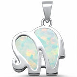 Elephant Pendant Charm Solid Lab Created Opal 925 Sterling Silver