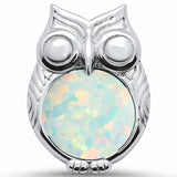 Owl Pendant Charm Lab Created Opal 925 Sterling Silver