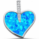 Heart Pendant Charm Lab Created Opal Solid 925 Sterling Silver