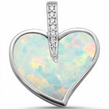 Heart Pendant Charm Lab Created Opal Solid 925 Sterling Silver