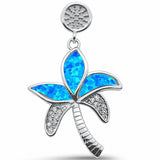Pendant Charm Palm Tree Round Cubic Zirconia 925 Sterling Silver