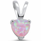 Solitaire Heart Pendant Created Pink Opal 925 Sterling Silver