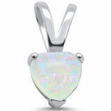 Solitaire Heart Pendant Created Pink Opal 925 Sterling Silver