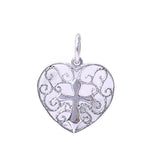 Cross Heart Filigree Swirl Pendant 925 Sterling Silver