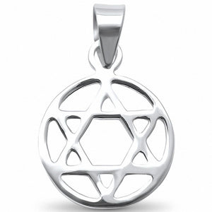 Round Star of David Pendant Jewish Star 925 Sterling Silver Choose Color