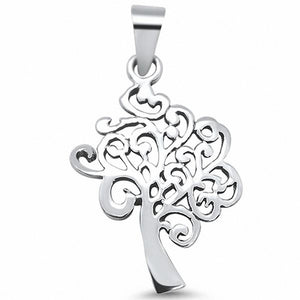 Plain Tree of Life Pendant Charm 925 Sterling Silver Choose Color