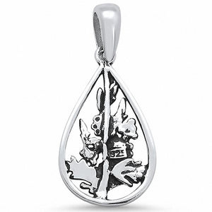 Plain Pear with Flower Pendant Charm 925 Sterling Silver Choose Color